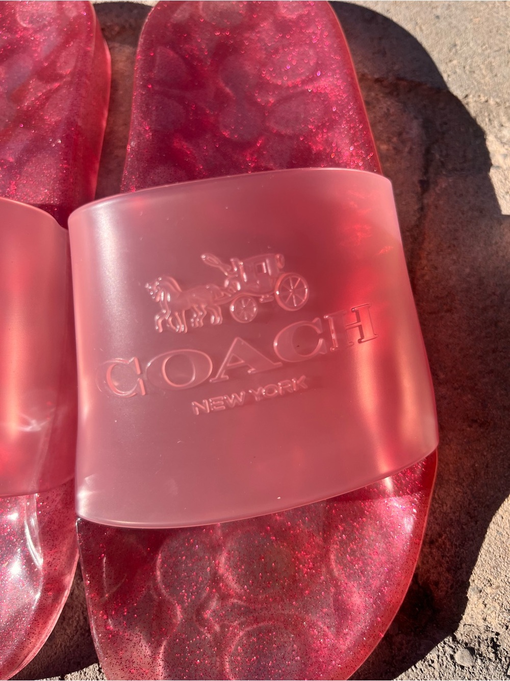 Coach Pink Glitter Jelly Slide Sandals - Picture 2 of 4